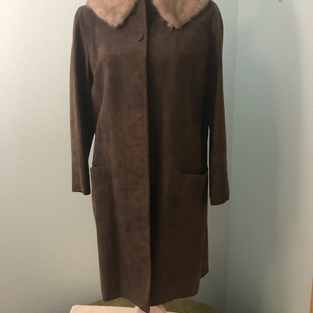 Highlanders Brown Suede Coat with Fox Fur Collar